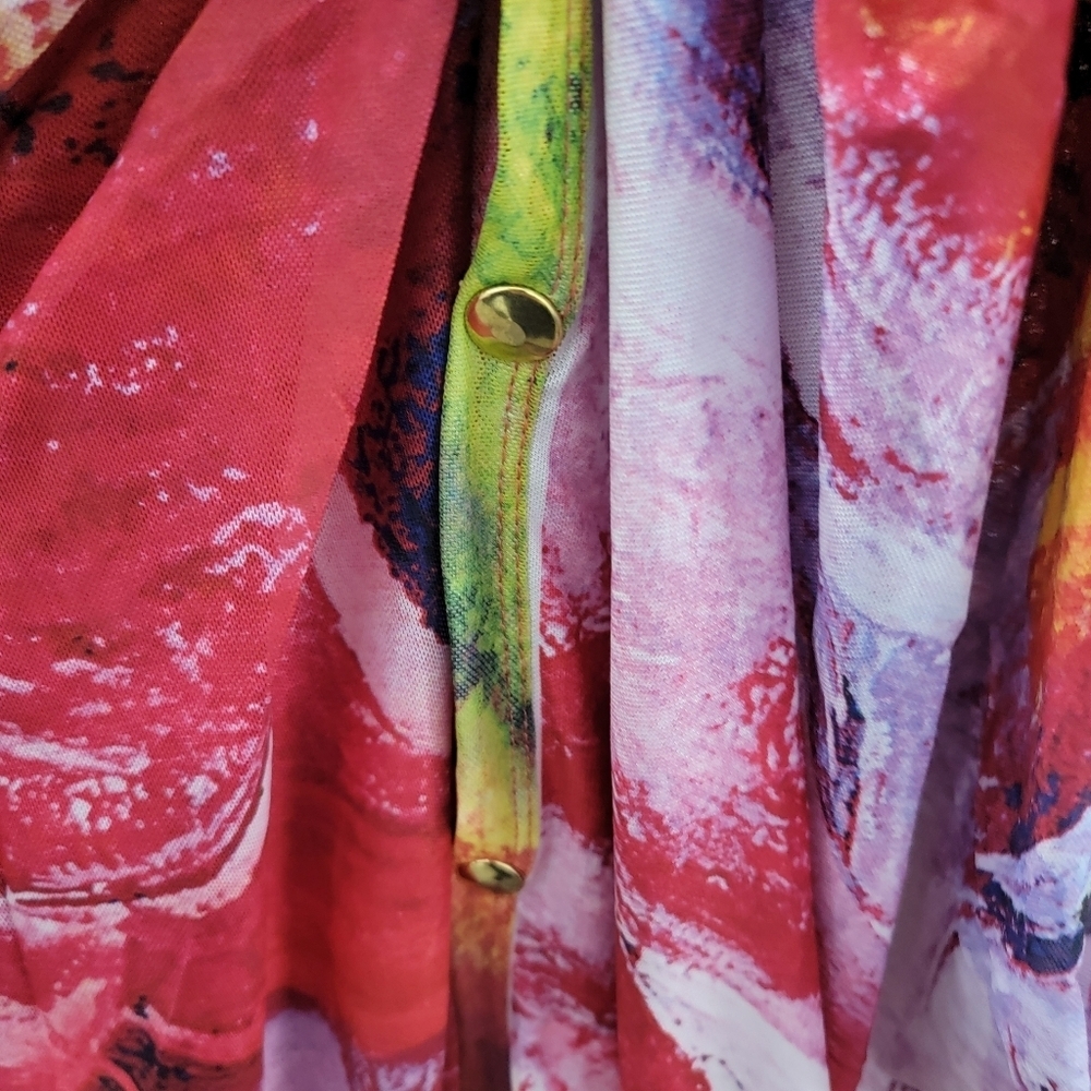 KOKOMO Colorful Abstract Print Snap Front Dress - Picture 2 of 5